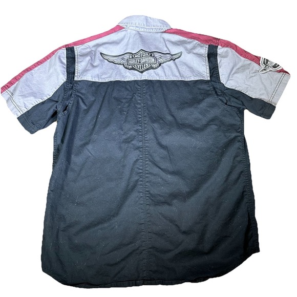 Harley Davidson Performance Vented Winged Logo Garage Button-Up Shirt Men's L - Picture 6 of 7